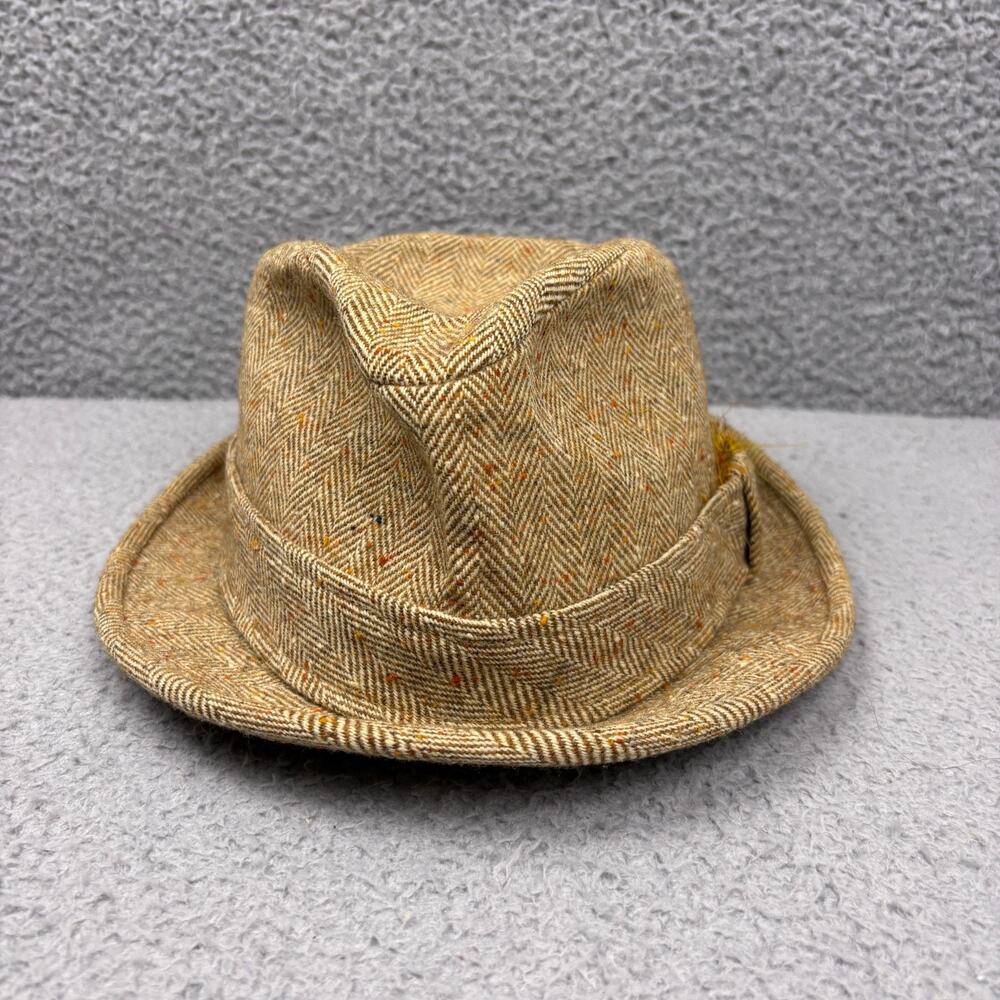 Pendleton Fedora Hat Mens Sz 7 Beige Herringbone Wool Cap